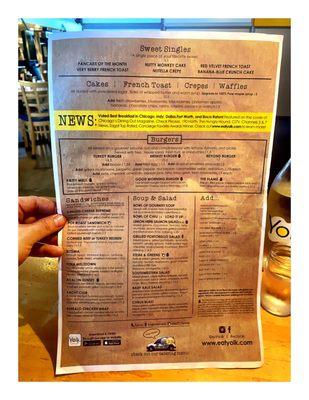 Menu @ Yolk.Oak Park/River Forest Location. Traditional American Breakfast Lunch & Brunch Coffees & Teas .Quick Nice Service. Cool!