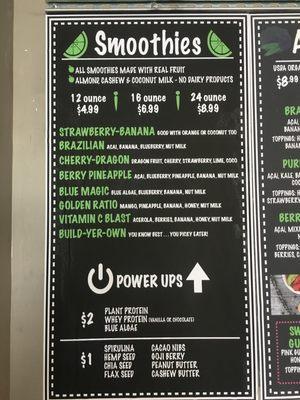 Smoothie Menu