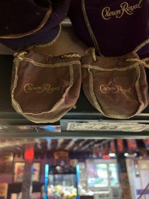 Mini Crown Royal bags. Main lobby