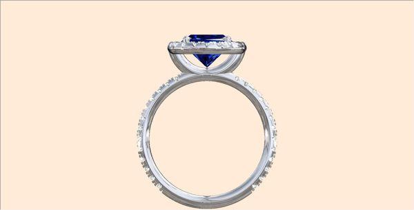 Beautifully designed Oval Ceylon Blue Sapphire engagement ring by Danhov