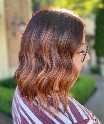 Beautifully blended Copper balayage