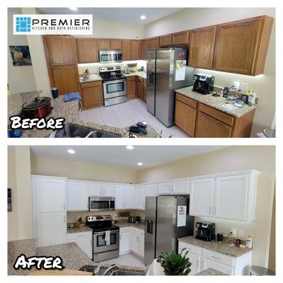 Oak cabinets painted with Alabaster White