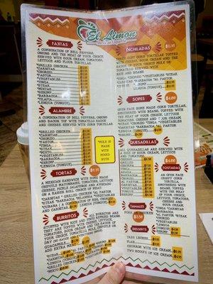 El Limon Menu