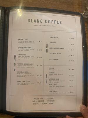 Tea Menu