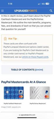 PayPal Credit card is not to be confused with the prepaid cards.