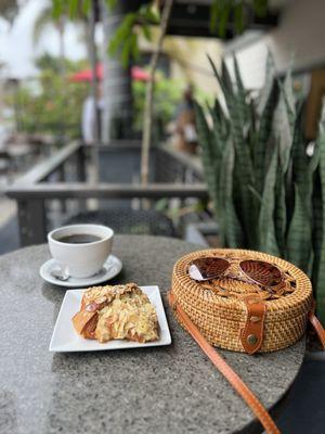 Almond croissant and coffee