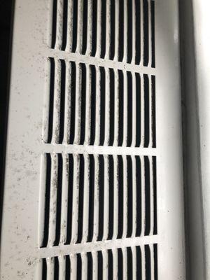 Mold on my A/C unit. Their solution is a dehumidifier.