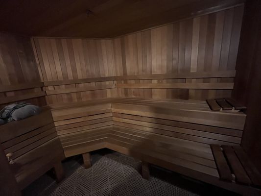 Inside the sauna. Didn't see the towels till we were done. Ask for them ahead of time.