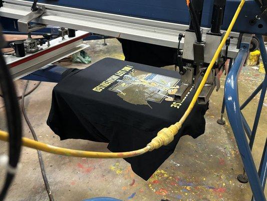 Shirt on press