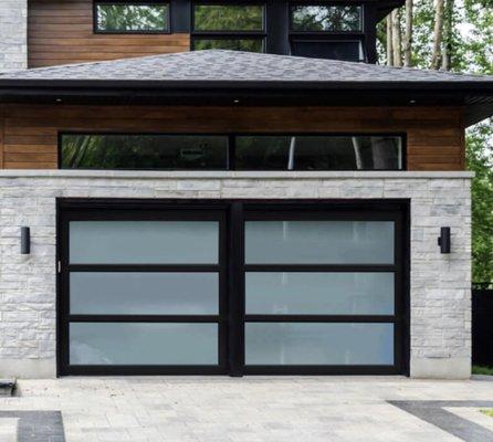 Modern clear view aluminum door.