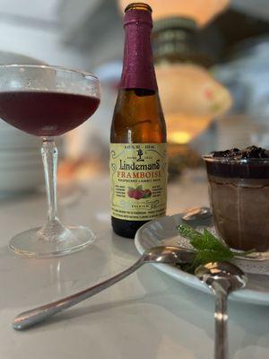 DESSERT: Rich, decadent dark chocolate mousse pairs PERFECTLY with Lindemans Framboise.