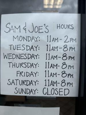 New hours