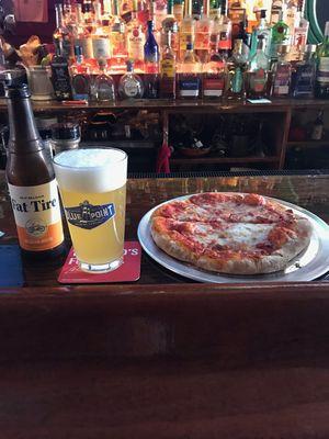 A refreshing cold beer and a pie!