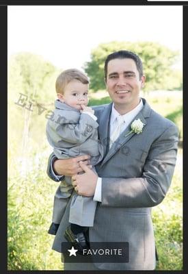 Closer look at the Grooms Tux (baby's tux bought elsewhere because Formally Modern did not rent tuxes that small)