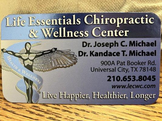 Business card for Drs. Michael.