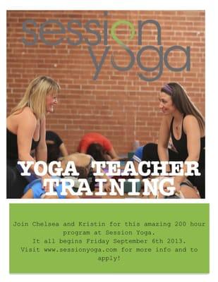 Yoga Teacher Training at Session Yoga this fall!