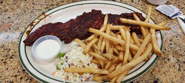 B B Q Baby Back Ribs fries & Cole Slaw