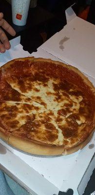 14 inch cheese Pan pizza shifted but taste was good 20.95 before tax