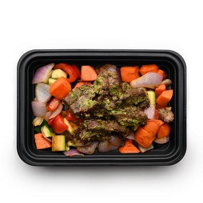 Pesto Steak Tips & Veggies