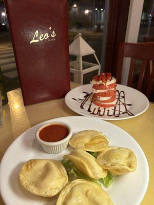 Caprese Mozzarella and Tomato Salad and Deep Fried Ravioli