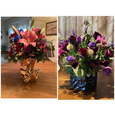 The arrangement on the right is what I ordered.   The arrangement on the left is what they delivered.