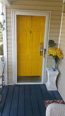 Beautiful yellow door after painting