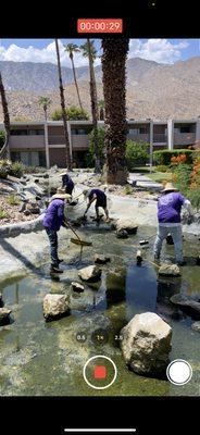 Pond and Streems clean outs. Twin springs in Palm Springs