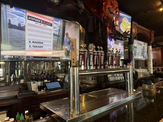 Bar area, loads of taps and TVs.