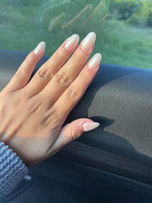 White Chrome Almond Shaped Nails