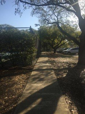 Walkway to tennis courts