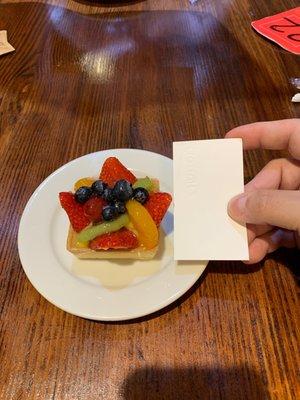 This is the "large" pastry compared to a business card.