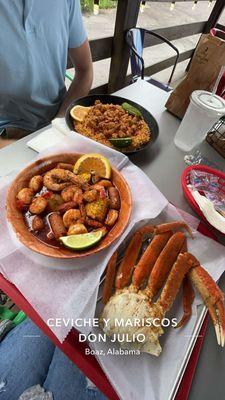 I got the single of gambas & crab then my boyfriend got the mexican fried rice with chicken.