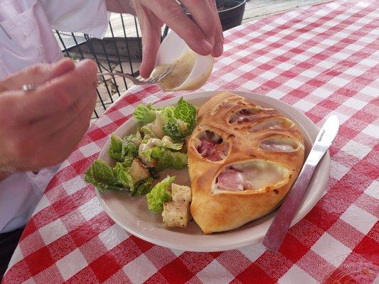 Calzone with Caesar salad