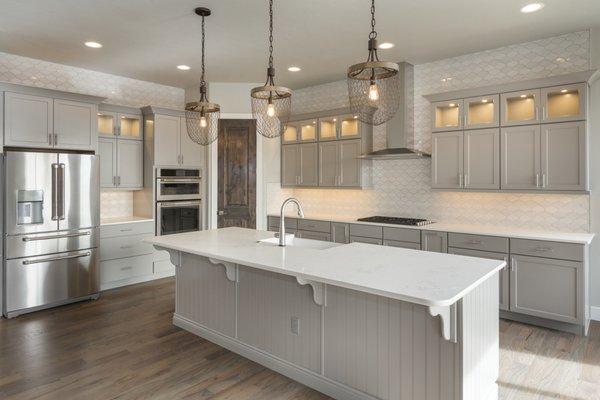 Grey and White Kitchen Cabinet and Countertop Remodel