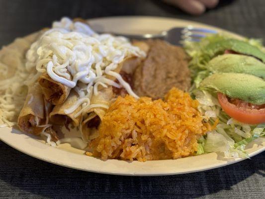 Plate of Chicken Flautas Plate