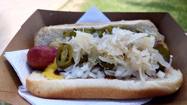 Jumbo beef dog with everything!