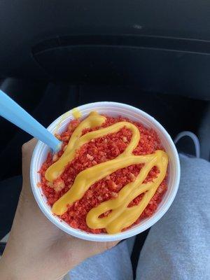 Esquite corn with hot Cheeto crumbs