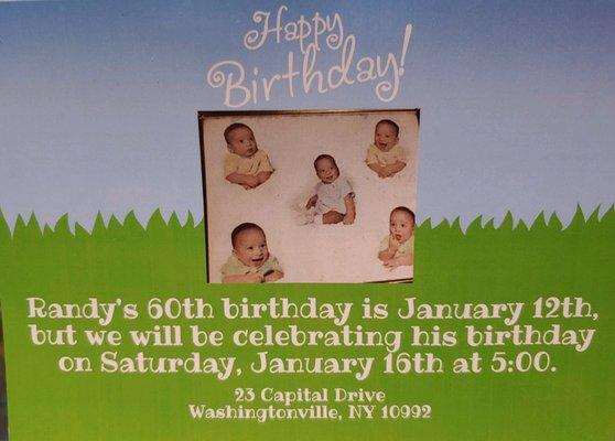 Card of Invitation to the Birthday  Party