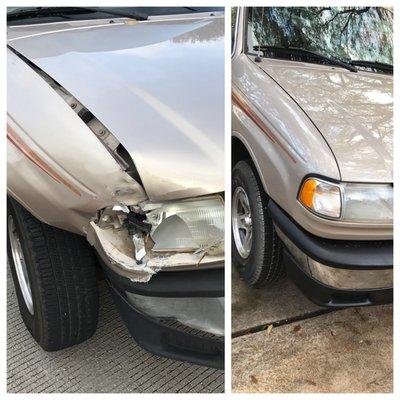 Before and After photo of 1998 Mazda pick up truck.