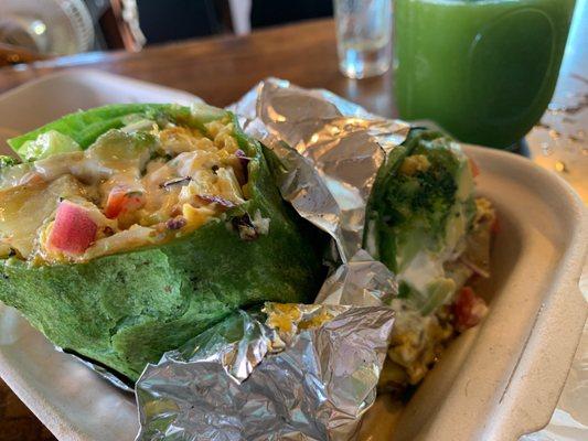 Now that's a hefty veggie burrito and it is very, very flavorful without hot spice (finally).