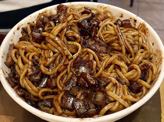 Gan Jja Jang Myeon  noodles with stir-fried black bean sauce $13.99 4*