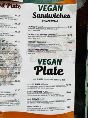 Vegan Menu