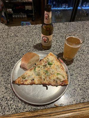 A slice of my own creation and a Franziskaner Weissbier