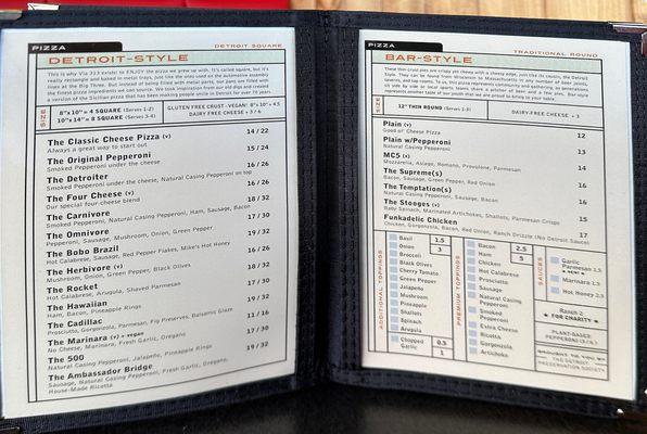 pizza menu