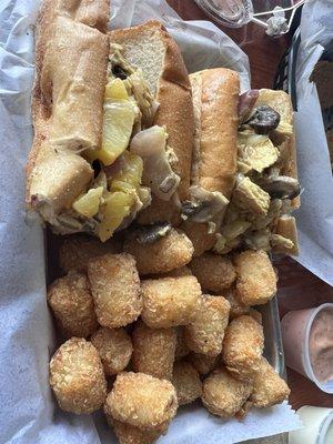 Hawaiian cheesesteak with tater tots