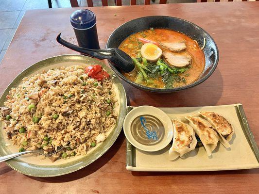 Charsiu Fried Rice and Gyoza (Thursday Special) and Tan Tan Ramen