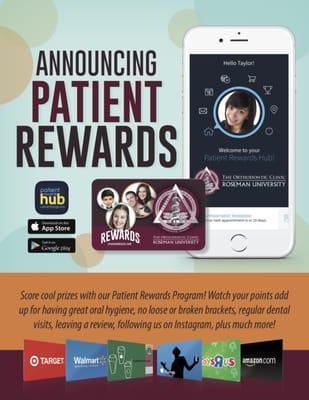 Roseman Orthodontic Clinic Rewards Program has begun! Earn points while getting braces for gift cards to your favorite places!