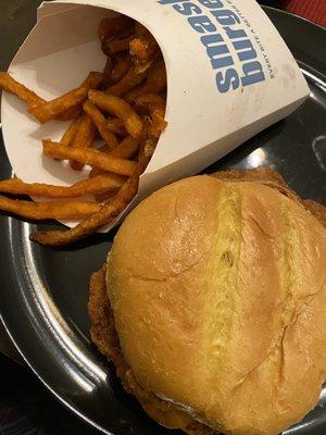 BBQ Bacon Cheddar Crispy Chicken Sandwich & Large Sweet Potato Fries