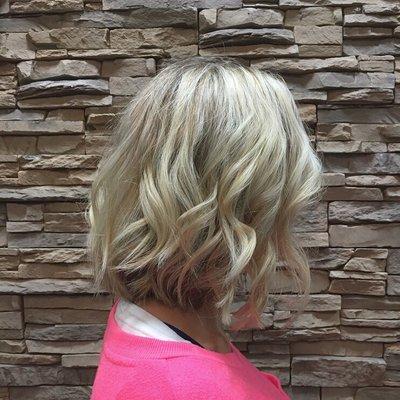 Partial highlight to brighten up her blonde!