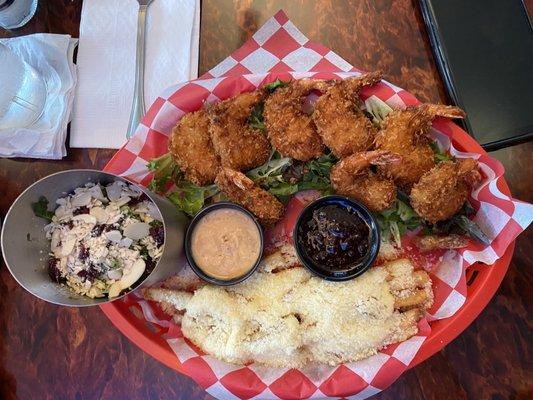 Shrimp Basket Dinner with Hoo Fries and Coleslaw